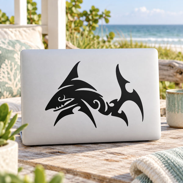 Black tribal shark decal sticker