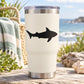 Stainless steel tumbler with black whaler shark silhouette decal