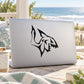 Vicious shark decal in black on a light-colored laptop