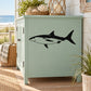 Black great white shark wall decal sticker, finned silhouette in profile