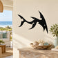Spiky abstract shark wall decal, black silhouette with jagged fins and tail