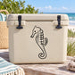 Black seahorse decal with football-style line details