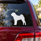 Shar Pei dog decal with white silhouette on car window