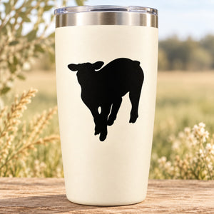 White tumbler with black sheep decal