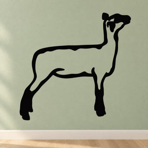 Sheep lamb decal sticker, black silhouette with thin outline and long legs