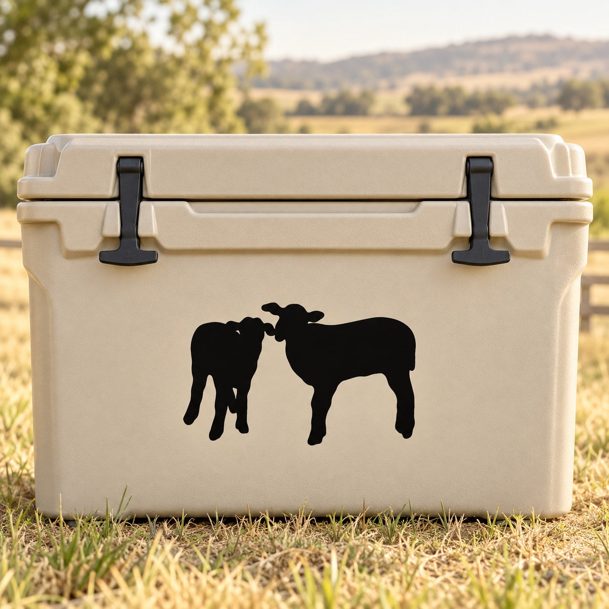 Two sheep decal sticker with black sheep silhouettes