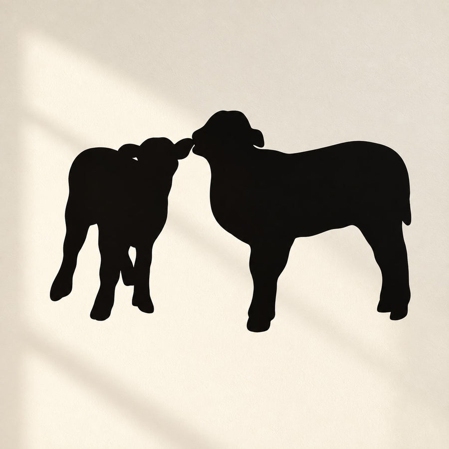 Black sheep family silhouettes decal with three standing sheep