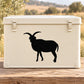 Horned Jacob sheep silhouette decal, black graphic on a white surface.