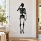 Thinking skeleton wall decal, black silhouette of standing figure holding head