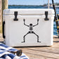 Skeleton crab walk decal on white cooler with black skeleton crab figure