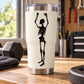 Skeleton pull-up decal showing black skeleton holding a bar on a light surface