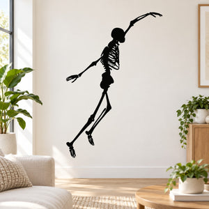Black skeleton jumping wall decal silhouette