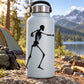 Skeleton fighting decal on white water bottle