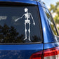 Skeleton hand-gesturing decal, white graphic on car window