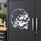 Skull decal vinyl sticker with bold white skull graphic on dark surface