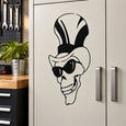 Skull decal sticker with sunglasses, bold black and white design