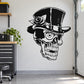 Black and white skull decal with top hat and rose accents