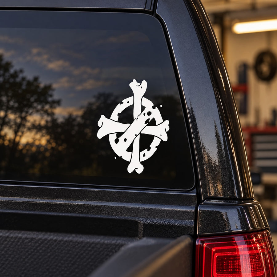 White skull crossbones vinyl decal for car windows