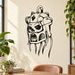 Black vinyl skull wall decal with robotic face and dripping fangs