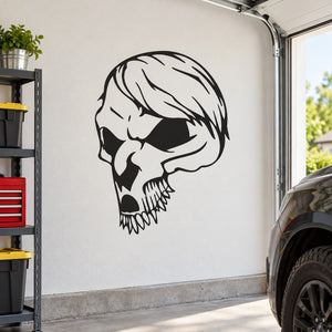 Skull vinyl wall decal, black skull profile with detailed shading