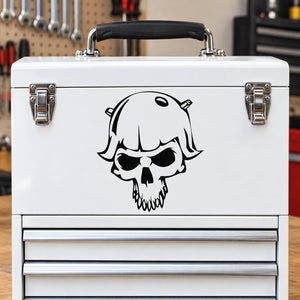Skull vinyl wall decal with black cartoon skull face graphic