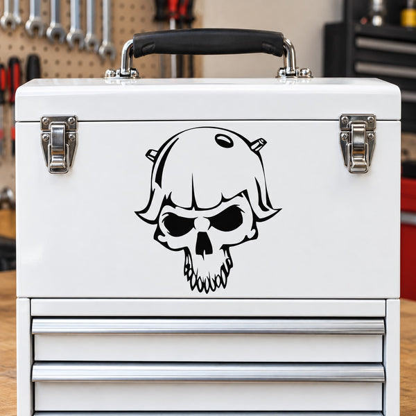 Skull vinyl wall decal with black cartoon skull face graphic