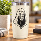 Black hooded skull vinyl wall decal with heart emblem