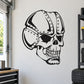 Skull vinyl wall decal, black-and-white stylized skull with dotted detailing