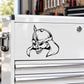 Stylized skull with hood wall decal, black vinyl outline