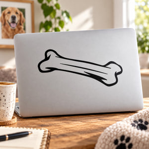 Black dog bone outline decal with detailed linework