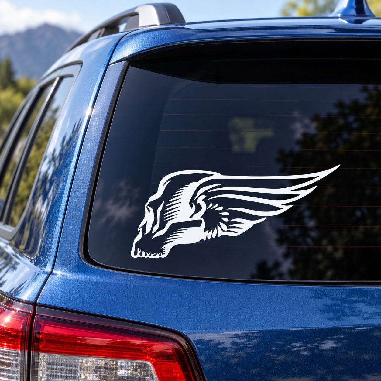 White winged skull vinyl decal sticker
