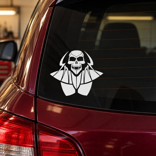 White skull with arms out vinyl decal sticker