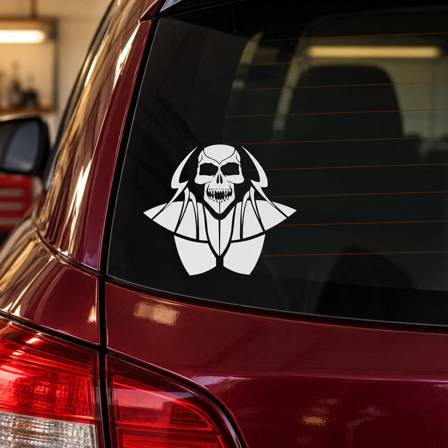 White skull with arms out vinyl decal sticker