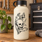 Skull and flame vinyl decal sticker with hand-drawn skull holding a dagger outline