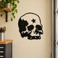 Skull vinyl decal sticker with black-and-white skull and star graphic
