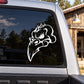 White stylized skull vinyl decal for car window