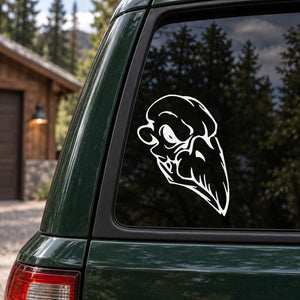 White skull head vinyl decal for car window or wall