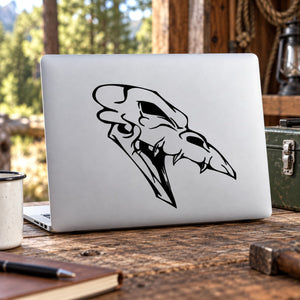 Skull vinyl wall decal with black angled skull face design
