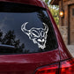 Skull vinyl decal with white horned skull graphic for car or window