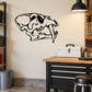 Skull wall vinyl decal in black, bold outlined skull head design