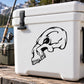 Black skull vinyl decal sticker on a white cooler lid