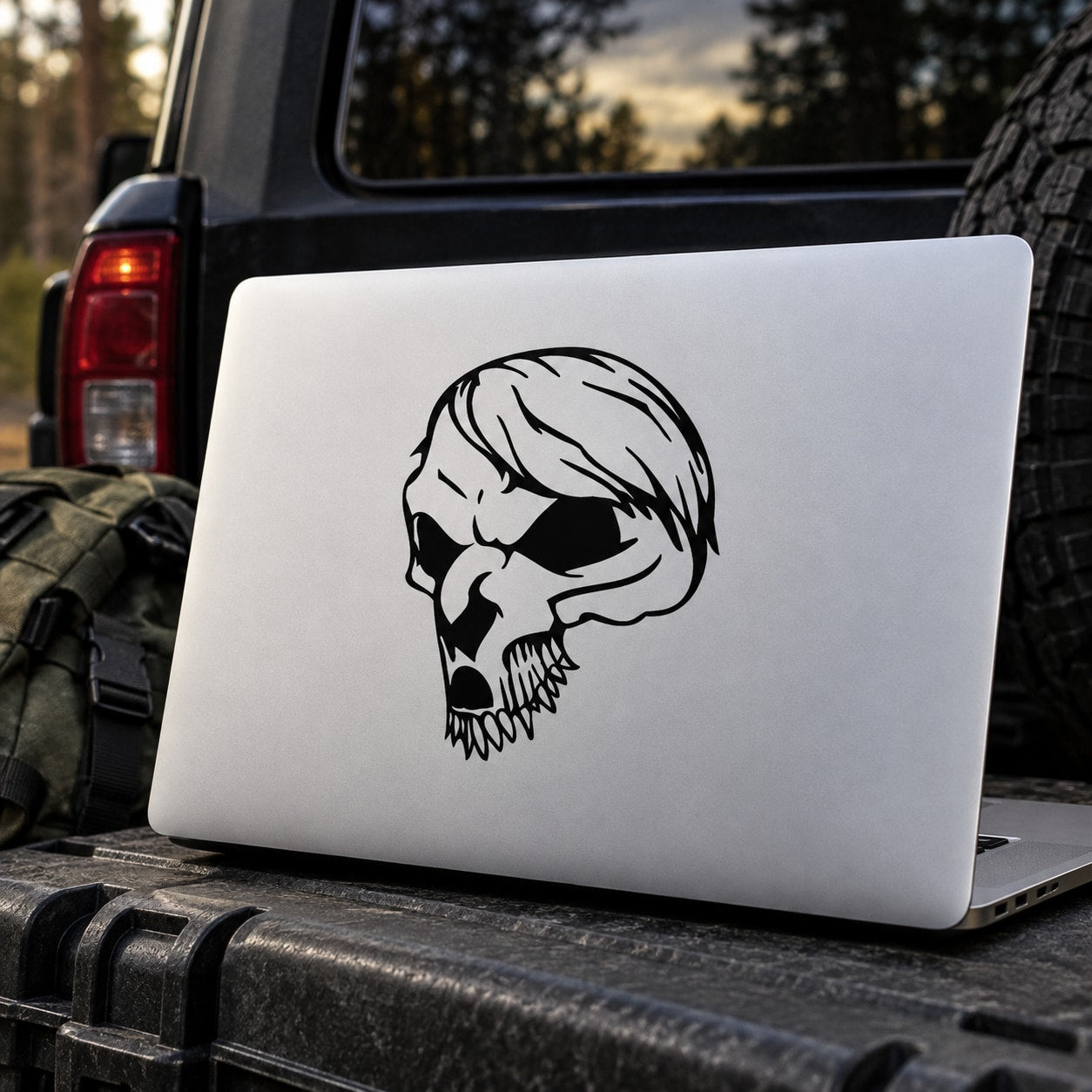 Black and white skull vinyl decal sticker