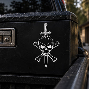 White skull and crossbones vinyl wall decal sticker