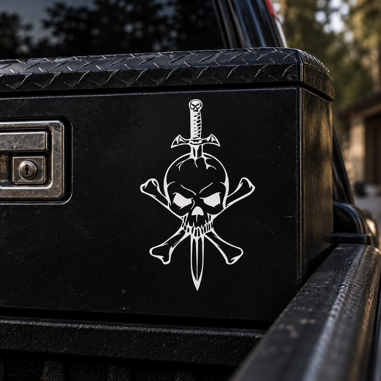 White skull and crossbones vinyl wall decal sticker