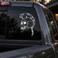 White skull profile vinyl decal for car or wall, bold graphic