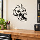 Black skull vinyl wall decal with sharp teeth and spiked horn design