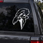White vinyl skull decal with stylized skull face for car window
