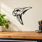 Skull wall vinyl decal with bold black stylized skull and beak-like outline
