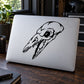 Stylized black skull vinyl decal with long beak-like nose