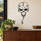 Skull wall decal vinyl sticker, black outline skull with hanging smoke-like tail